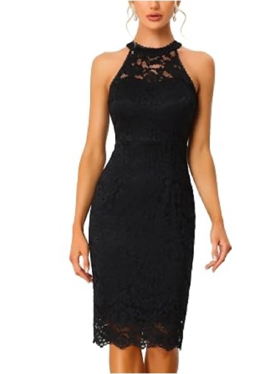 Allegra K Dresses & Skirts - Allegra K women’s Black Lace Halter sheath formal elegant Dress
